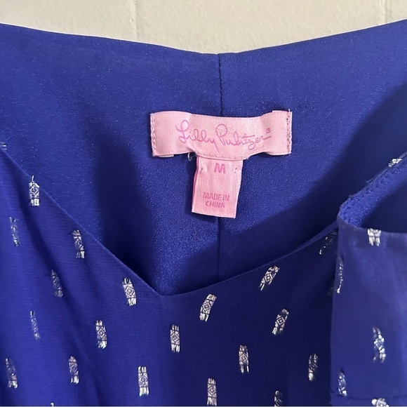 Lilly Pulitzer DeAnna Maxi Dress in Blue Metallic Clip Dot sz M - Picture 4 of 5